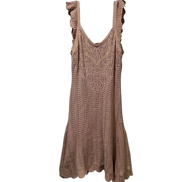 Freshman 1996 XL Salmon Sleeveless Crochet Knit Fit and Flare Dress NWT Y8 - Picture 1 of 7